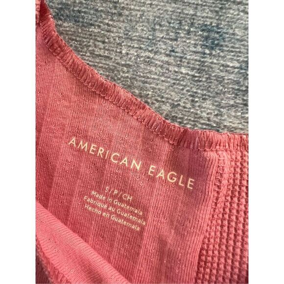 NWT! American Eagle Pink Mixed Knit Crop Top Small - Picture 4 of 7